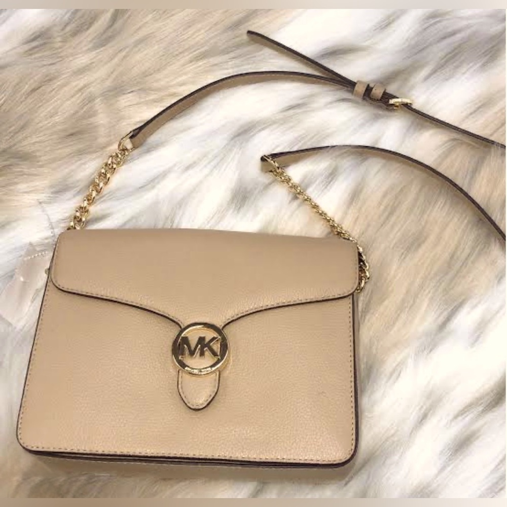 Michael Kors Vanna shoulder flap pebble leather crossbody bag
